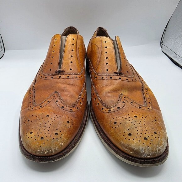 Salvatore Ferragamo Brogue Mens 13 D Brown Wingtip Shoes Casual Walking - Picture 2 of 12